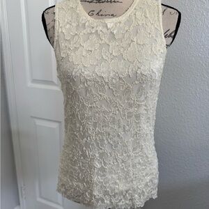 California style Chic Cream Lace Tank Top
